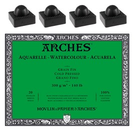Arches Watercolor Paper Block - Cold Press 140lb - 16x20 - with 4-Pack Upsyde Angle Lifts