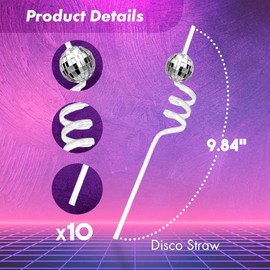 10 Disco Ball Straws and 2 Inflatable Disco Ball Balloons – Sparkly Party Decorations Bundle – Retro 70s 80s Themed Party Supplies for Bachelorette, Birthday - Party On Tap