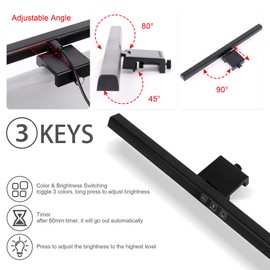 Plliocse Computer Monitor Light Screen Light Bar, Monitor Light Bar, Screen Light Bar with Auto-Dimming, No Glare Stepless Adjustment Brightness and Color Temperature