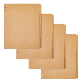 SUPERFINDINGS 20 Sheets 5-Tab Binder Dividers B5 Kraft Paper 9-Hole Binder Dividers 25.9x20cm B5 Notebook Index Dividers with Tabs Burlywood 9 Holes Ring Index Page