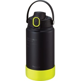 Peacock AJG-R150 BY Sports Water Bottle, Compatible with Drinks, Stainless Steel Bottle, 1.5 L (1.5 L), One Touch, Direct Drink, Cold Insulation, Black, Yellow