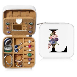 Parima Jewellery Box Small Travel for Women Girls Jewellery Box with Initial L Jewellery Box Girls Travel Jewellery Box Mini Jewellery Box Travel for Rings, Earrings, Bracelets, Chains