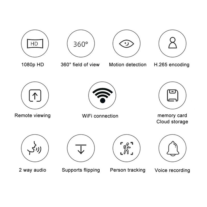Home Security Camera 1080P WiFi PTZ Camera with 360 Degree