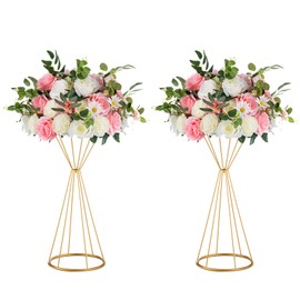 Nuptio Gold Vase for Wedding Centerpieces - 2 Pcs 20 inch Tall Vases for Centerpieces for Wedding Gold Vases for Flowers Wedding Tables Home Party Centerpiece Table Decorations