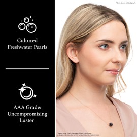 14K Gold 10-11mm Freshwater Cultured Floating Pearl Tin Cup Chain Necklace Jewelry for Women 17" (White, white-gold)