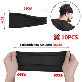 10 Packs Diademas Deportivas para La Cabeza - Kit de Bandas Elásticas para Hombre y Mujer, Diademas de Cabello Absorbe El Sudor, Bandas para el Cabello, Secado Rápido, Transpirable