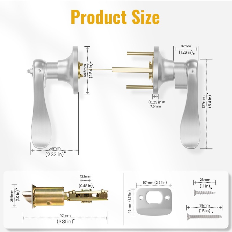 HOSOM 3 Pack Keyed Alike Front Door Lever Lockset with