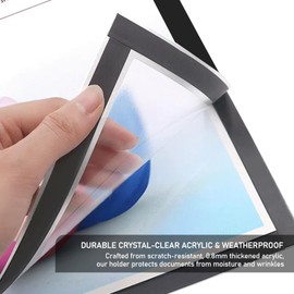 KIBBEH 3 Pack Black Acrylic Magnetic Document Holders - 8.5" x 11" Wall-Mounted Display Frame with Self-Adhesive Backing, Effortless Opening for Horizontal/Vertical Office/Retail Use