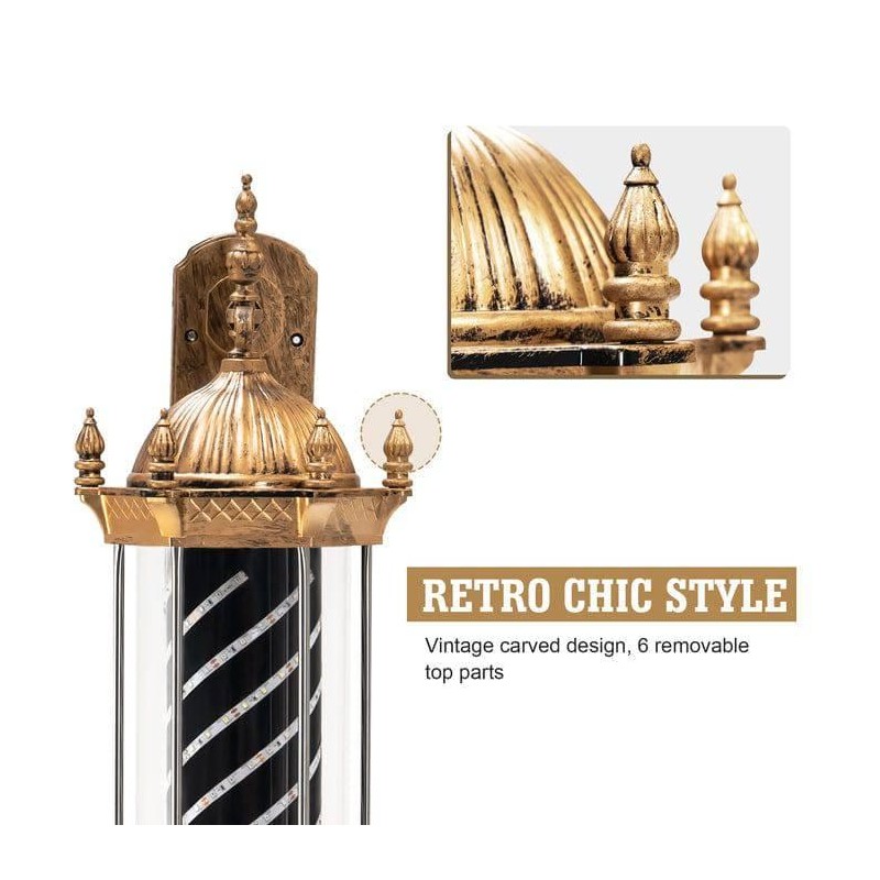 King Barber Pole w/ LED Light (Blue & Red &