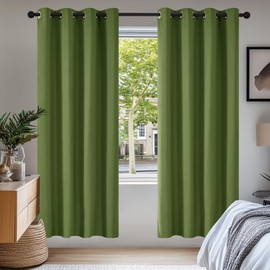 Deconovo Deconovo Super Soft Solid Thermal Insulated Eyelet Living room Blackout Curtains for Girls 46 x 72 Inch 1 Pair Green