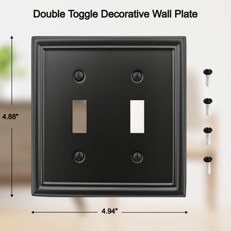 OKAWYC Double Toggle Light Switch Cover Luca Metal Wall Plate,