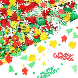 Christmas Day Glitter Confetti Sprinkles - 2.1oz, 60g Christmas Sequins Winter Wonderland Santa Festive Party Supplies, Santa Claus Elk Snowflake Metallic Foil Sequins for Xmas Table Decor