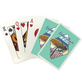 Lantern Press Ortley Beach, New Jersey, Beach Cruiser and Surfboard, (52 Playing Cards, Poker Size Card Deck with Jokers)
