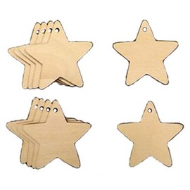 Derwent Laser Crafts Star Shaped Wooden 120mm Gift Tags/Price Tags Pack of 10 shapes