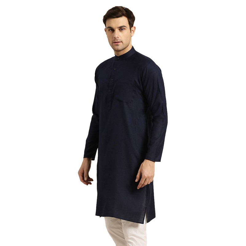 SOJANYA (Desde 1958), algodón para hombre, solo Kurta, Azul marino,