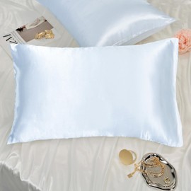 Toddler Pillow Cover Satin 2 Pack Travel Pillow Case Cover Breathable Silky Soft Small Pillow Cases Baby Blue 14x20 Pillowcase Envelope Style