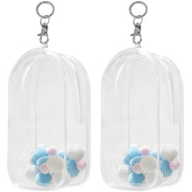 YUYAKESHI Pain Bag, Dustproof, Sewn Pouch, Showing Bag, Door Shape, Clear, Plush Toy Bag, Transparent PVC, Doll Holder, Key Holder, Large Capacity, 7.7 inches (19.5 cm) Height, 2 Pieces (Transparent)