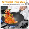 WANGYUANJI 13.4" Round-Bottom Iron Wok, Deep Chinese Stir-Fry Pan (Seasoning