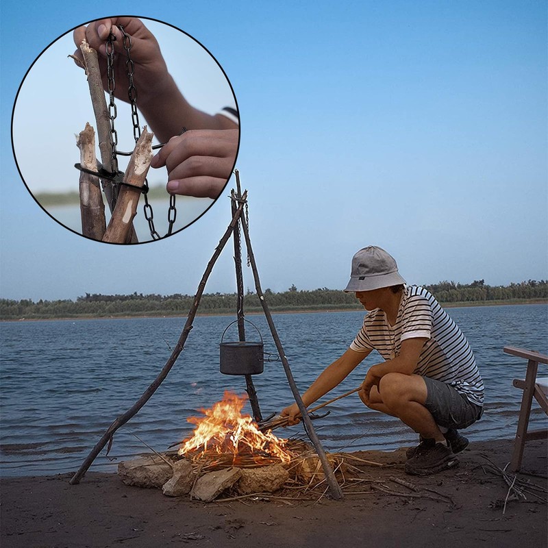Tripod for Fire Pit, Swivel Grill Tripod, Stainless Steel Camping