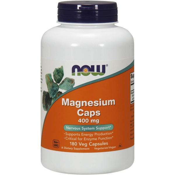 NOW Supplements, Magnesium 400 mg, Enzyme Function, Nervous System Support, 180 Capsules