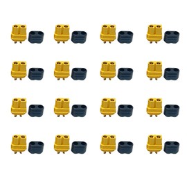 Hengfuntong-Elec 20Pcs 10 Pairs Yellow Color XT60H XT60 Upgrade Plug Male & Female Gold Plated Pins 3.5mm Bullet Connectors with Sheath for LiPo Battery Imaxrc Charger. (20Pcs 60XT 60 XT 60-XT F)