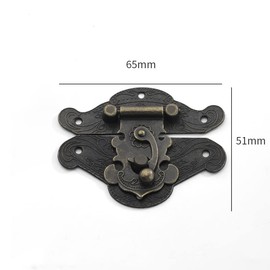 Antique Embossing Latch Hasp Lock Wooden Case Hasp Latch Small Box Hardware Engraved Designs Hinges Latch with Screws for Wood Drawer Jewellery Box Case Cabinet