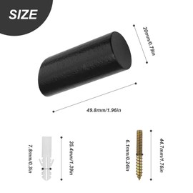 0XBIT Pack of 10 Wooden Hooks, Wall Hooks, Black, Round Wooden Coat Hooks, Coat Hooks, Wood, Load Capacity of Approx. 10 kg, Suitable for Hats, Backpacks, Scarves, Clothing