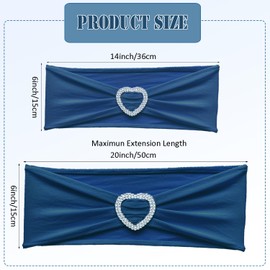Fbewom Teal Chair Sashes 60 Pack Spandex Dark Teal Sashes for Chairs Universal Spandex Chair Sashes Bands with Heart Buckle Slider for Wedding Banquet Party Decorations