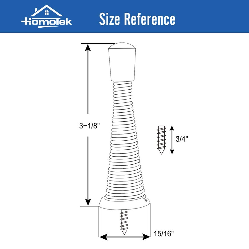 HOMOTEK 12 Pack Spring Door Stopper with Rubber Bumper 3-1/8"