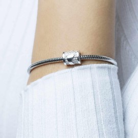 MATERIA by Matthias Wagner Footprint Charm Beads 925 Silver - Baby Feet Jewellery Women 929, Silver