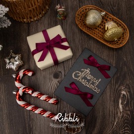 Ribbli Burgundy Velvet Ribbon Double Faced 3/8 Inch 10-Yard Spool Burgundy Ribbon Use for Christmas Tree Ornaments Gift Wrapping Wreath Decoration Wedding Boutonnieres