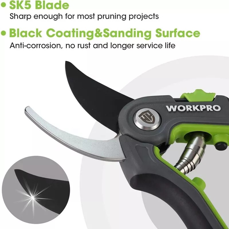 WORKPRO Bypass Pruning Shears 8’’ Stainless Steel Gardening Hand Pruner