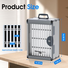 ZORVIDSON 36 Slots Cell Phone Locker for Classroom, Portable Phone Holder Box, Wall Mount Phone Lock Box with Key, Lightweight Phone Storage Organizer Cabinet, Pocket Chart Storage(Black)