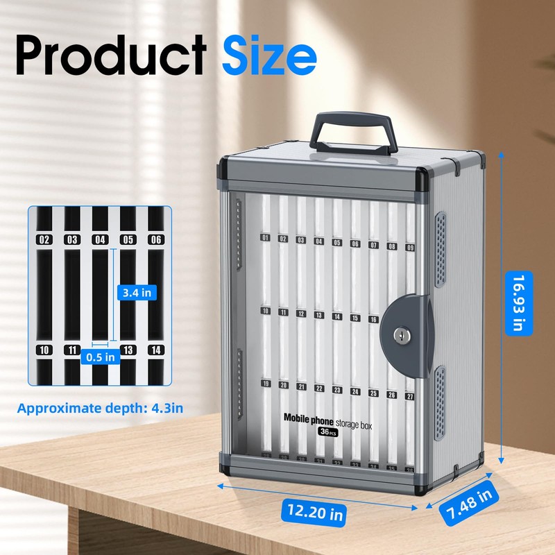 ZORVIDSON 36 Slots Cell Phone Locker for Classroom, Portable Phone