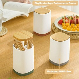 Toothpick Holder, Portable Retractable Toothpick Dispenser Retro Pop Up Toothpick Case Storage Organizer for Kitchen (Grey)