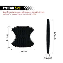 LHDOS 8PCS Car Door Handle Cup Scratch Protector - Reflective Sticker - Anti-Scratch Paint Cover - Black Rubber - Universal Fit