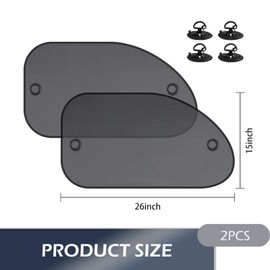 Polcatay 2 PCS Side Window Sun Shade, Keep Car Cool Heat Insulation Blackout Curtains, Foldable Storage Adsorption Mounted Sun-Proof Covers, Universal Summer Accessories for Cars (Black)