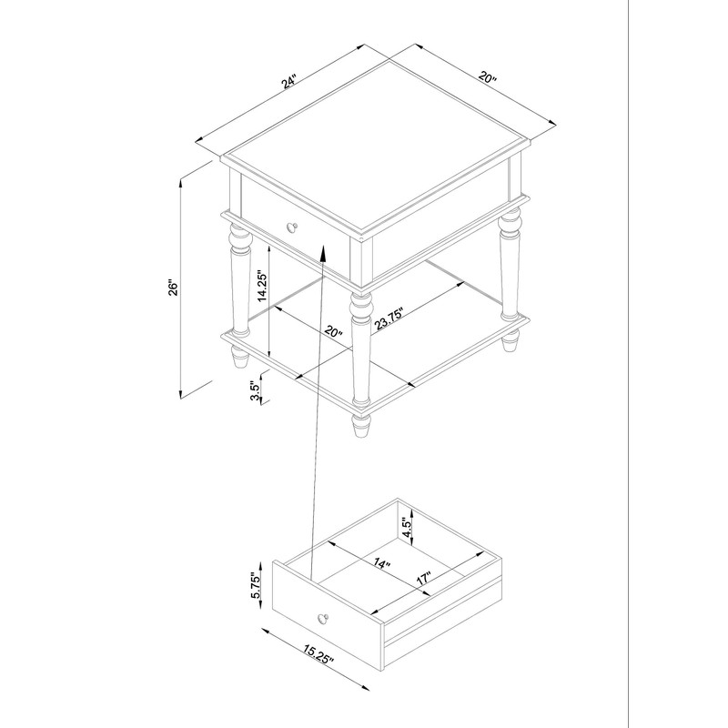 Powell Hazelnut Modern Classic Side Vivian Table