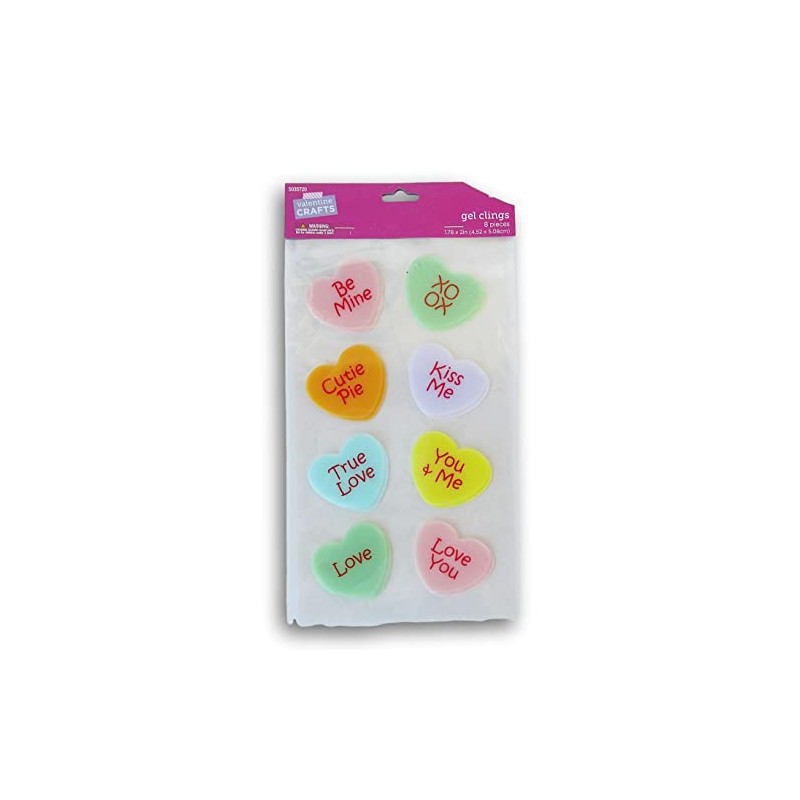 Valentine's Day Conversation Hearts Gel Window Clings - 8 Piece