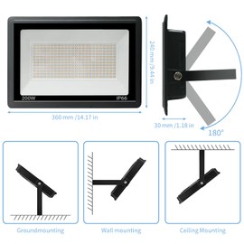 Jefedana LED Spotlight Outdoor Warm White 3500 K Super Bright Outdoor Spotlight LED Floodlight IP66 Waterproof LED Outdoor Lamp Floodlight LED Spotlight for Backyard, Garage, Hallway, Garden (Warm