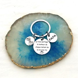 LKJHG Father's Day Gifts Thank You for Dad Keychain Birthday Men's Car Keyring Gifts for Men Durable and Practical Thank You for the Gift, silver