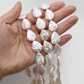 LE SKY: Perlas Barrocas Naturales de Agua Dulce, Gota, 15 x 20 mm, Sueltas, para Bricolaje y Joyería, Perlas para Hacer Aretes y Colgantes, Regalo o Venta