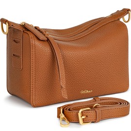 HILAEX Crossbody Bags for Women, Cross Body Bags Women PU Leather Handbag Shoulder Bag with Adjustable Shoulder Strap Brown