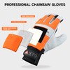 SAFEYEAR Chainsaw Gloves, M, White Cowhide & PVC Reinforced, EVA