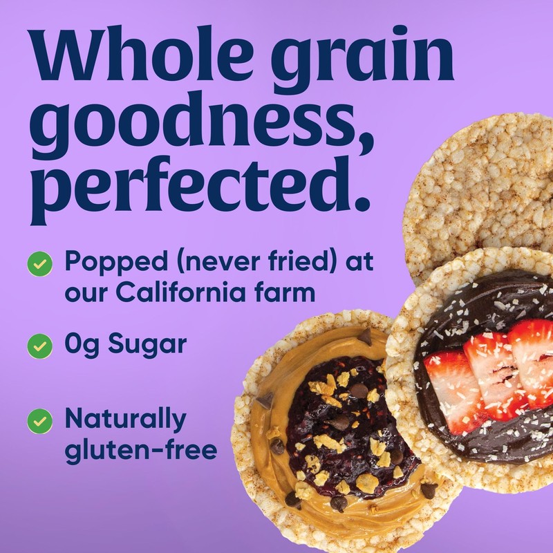 Lundberg Organic Brown Rice Cakes, Salt-Free, Gluten-Free, Vegan, Healthy Snacks,