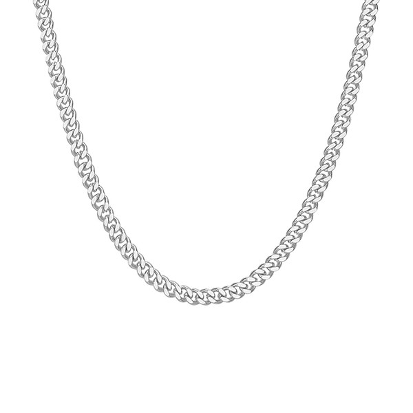 Zuofan Men Cuban Chain Necklace, 5mm, 20" Length, Silver Chain