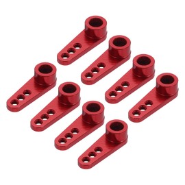 sourcing map 8 Pcs Aluminum Servo Horn 25T Servo Horn Steering Short Arm 28mm Length Red Suitable for DIY RC Car/Boat/Airplanes Boat Model Accessories