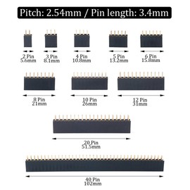 Glarks 80Pcs 2.54mm Straight Double Row Female Pin Header Socket Connector Strip Assortment Kit for Arduino Prototype Shield(Double Row)