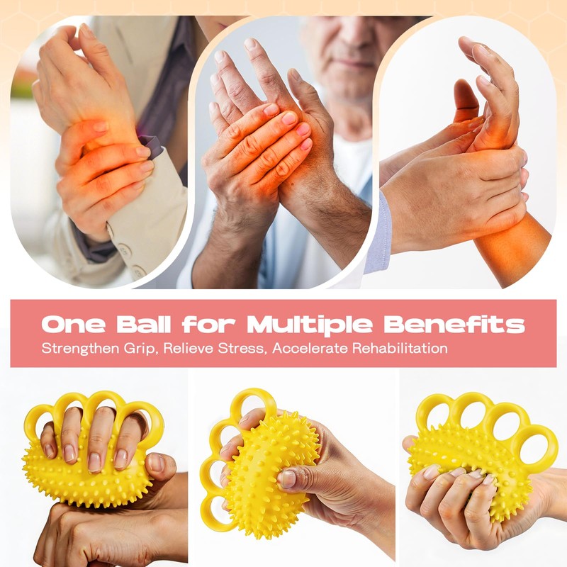 Hand Exercise Ball, Finger Therapy Ball, Grip Strengthener for Adults