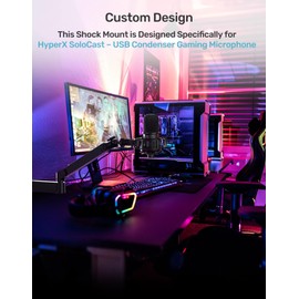 Custom Built for SoloCast Shock Mount, 2025 Upgrade Anti-Vibration Suspension Elastic Shock Mount Holder Clip Mics Stand with Screw Adapter Compatible with Hyperx SoloCast Microphone